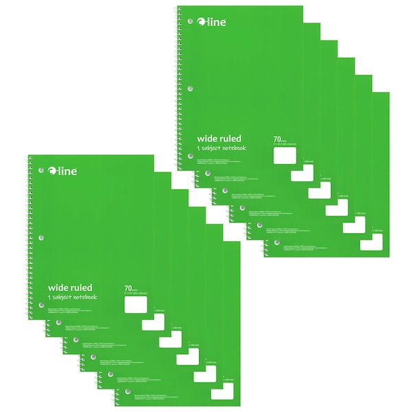 C-Line Products One-Subject Notebook, 70 Page, Wide Ruled, Green, 12PK 22043 - main